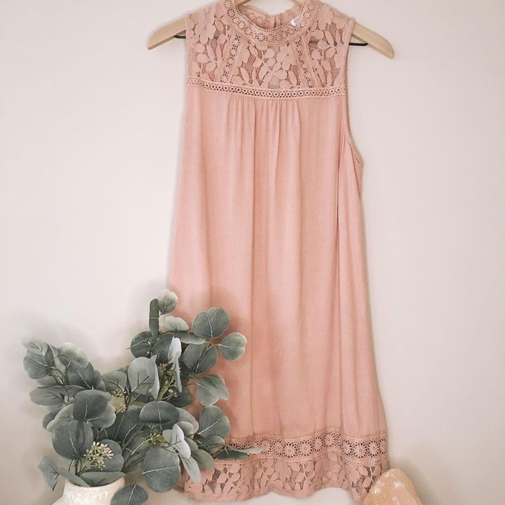 Xhiliration high neck blush pink dress